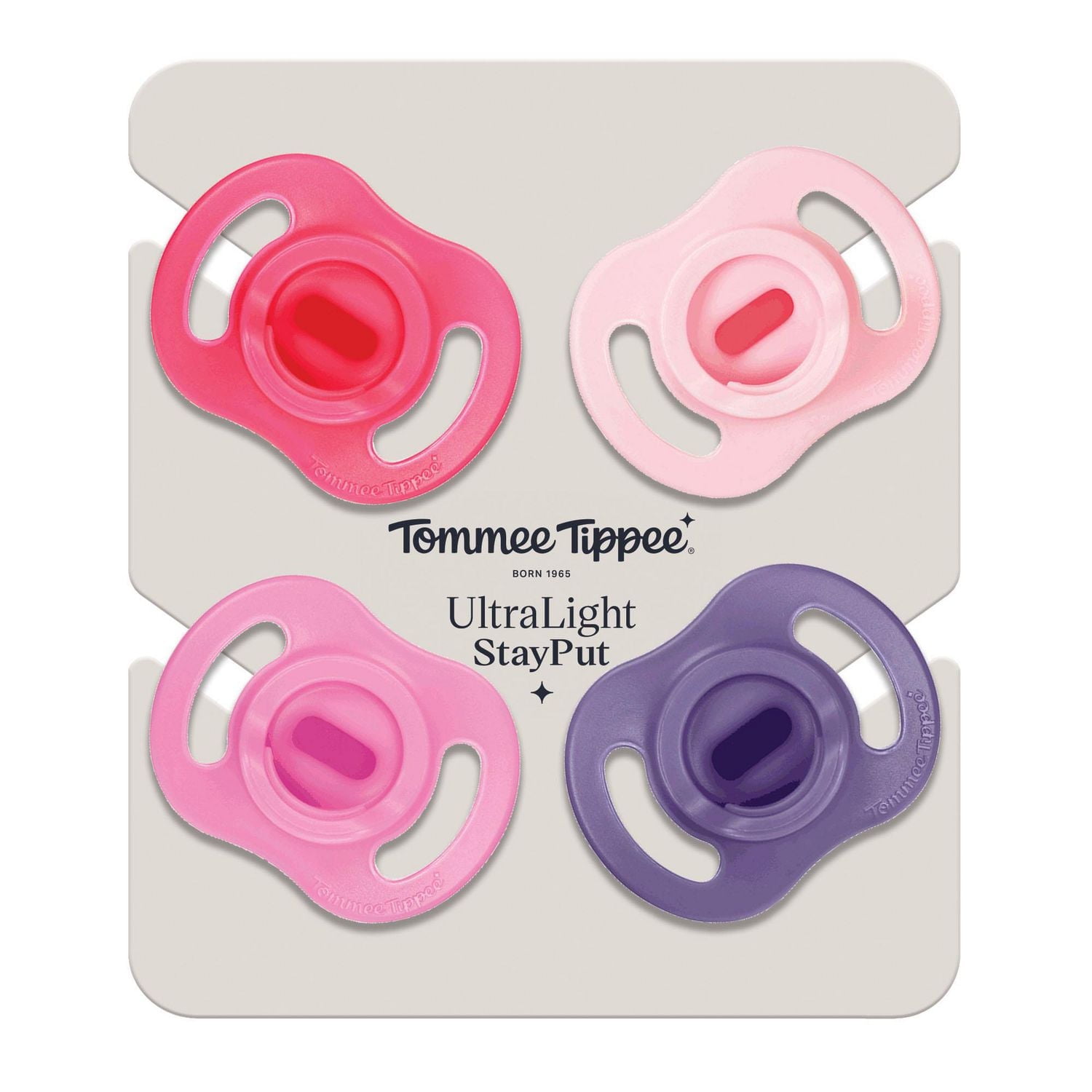 Tommee Tippee Ultra-light StayPut Pacifier, 18-36m, 4 Count, One-Piece Silicone Design
