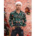 thumbnail image 3 of Mens Christmas Shirt Xmas Holiday Party Shirts Long Sleeve Snow Print Christmas Tree Shirt, 3 of 8