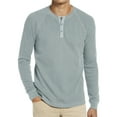 thumbnail image 1 of Blusa de hombre Tops de verano de manga larga Camisetas Henley Camiseta lisa para hombre Camiseta básica con cuello redondo de ajuste regular, 1 of 5