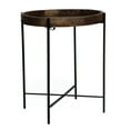 thumbnail image 5 of Handcrafted Mango Wood Accent Table With Foldable Iron Legs And Adjustable Wooden Tray, 22in W X D End 22.52" 26.75, 5 of 6
