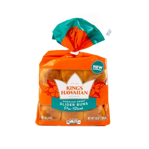 King's Hawaiian PreSliced Slider Buns, Original Hawaiian Sweet Buns, 9