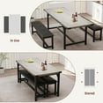thumbnail image 2 of Studyset Dining Table Set for 4-6, 63" Extendable Dining Room Table Set with 2 Upholstered Benches, 3 Piece Large Rectangle Kitchen Table Set with Metal Frame for Apartment,Saving Space, 2 of 7