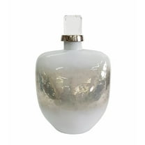 CC Home Furnishings Iridescent Glass Bottle with Acrylic Stopper - 12.5" - Silver and White