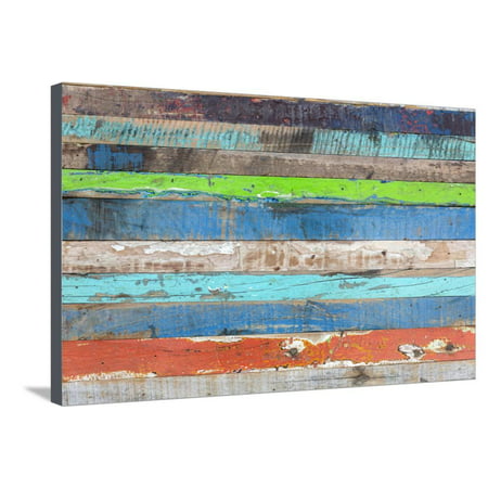 Old Painted Weathered Wood to Use as Background Stretched Canvas Print Wall Art By