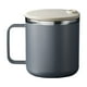 thumbnail image 2 of Taza de acero inoxidable 304 de tapa plana, 400 ml, taza de café térmica con asa y tapa, taza de café térmica de acero inoxidable de doble pared al vacío, taza de café de acero inoxidable, 2 of 6