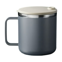Qholemyo 400ML 304 Stainless Steel Mug With Flat Cover - Insulated Coffee Cup With Comfortable Handle And Secure Lid, Double Wall Stainless Steel Vacuum Thermal Cup For Daily Use