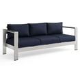 thumbnail image 2 of Modway Shore Outdoor Patio Aluminum Sofa in Silver Navy, 2 of 10