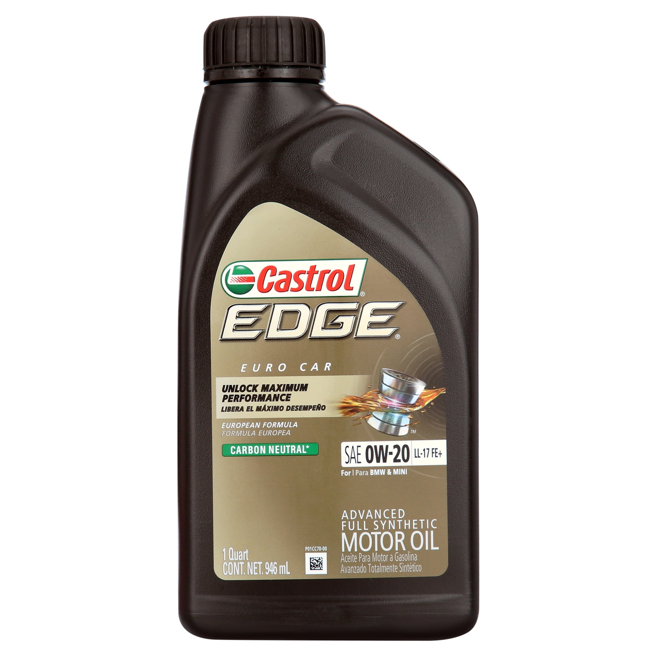 Castrol Edge 0W-20 LL-17 FE+ Advanced Full Synthetic Motor Oil, 1 Quart, Case of 6