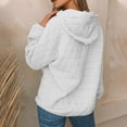 thumbnail image 4 of UJNDER Women's Hooded Sweatshirt Solid Color Quilted Pocket Pullover Long Sleeve Casual Fall White L, 4 of 6