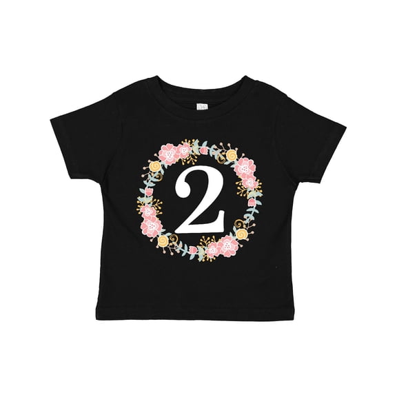 Inktastic 2nd Birthday Rose Wreath 2 Year Old Girl Girls Toddler T-Shirt