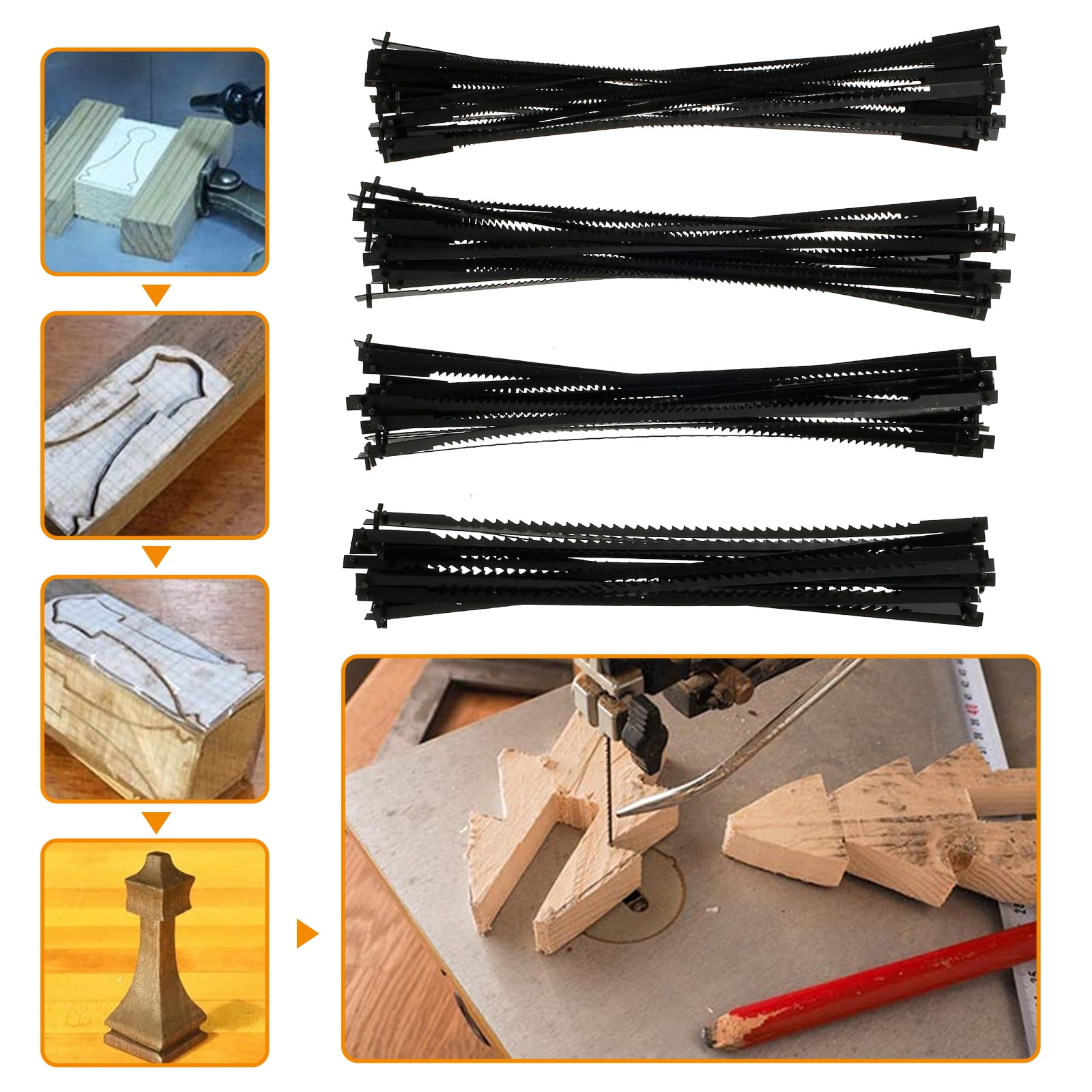 Daruoand 80Pcs Scroll Saw Blade Pin End 5inch Sturdy Carbon Steel