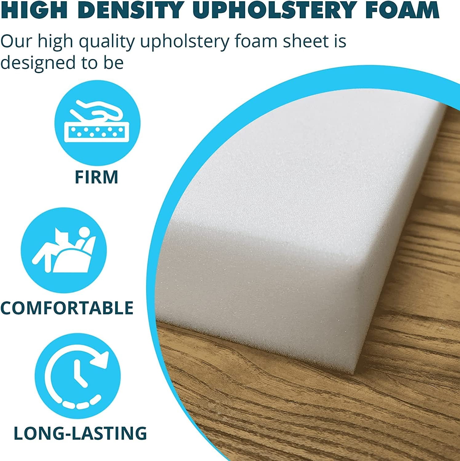 ZMSHOP 4-Pack 2" x 20" x 20" High-Density Upholstery Foam Padding - Couch Cushion Replacement, Chair Foam, Square Padding for Seats
