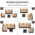 thumbnail image 2 of ELPOSUN 5 Pieces Patio Furniture Set All Weather Outdoor Sectional Sofa, Outdoor Modern Sectional Furniture Wicker Couch with Glass Coffee Table, Thicken Khaki Cushions, Water Resistant, 2 of 7