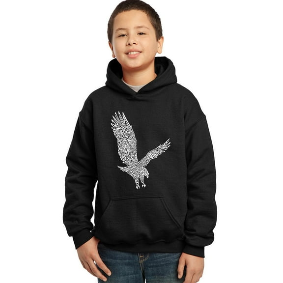 LA Pop Art Boy's Word Art Hooded Sweatshirt - Eagle