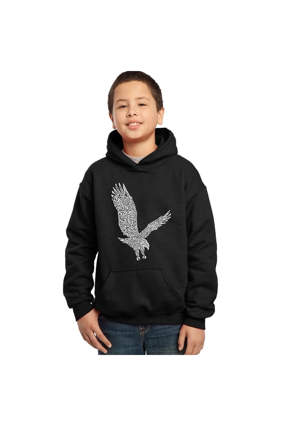 Boy's Word Art Hooded Sweatshirt - Eagle