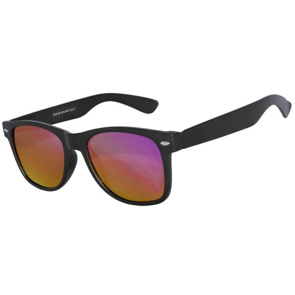 Flat Retro Sunglasses - Black Frame / Red Lens