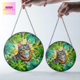 thumbnail image 2 of Monstera Plant and Tabby cat GLASS Suncatcher, Monstera Plant Decor, Plant Lady Decor, Plant Lover Gift,Plant Mom,Tabby cat Suncatcher, 2 of 3