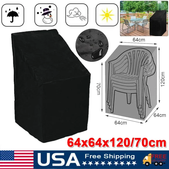 PURELY- Waterproof Stacking Chair Cover Outdoor Garden Patio Furniture Storage Covers Us