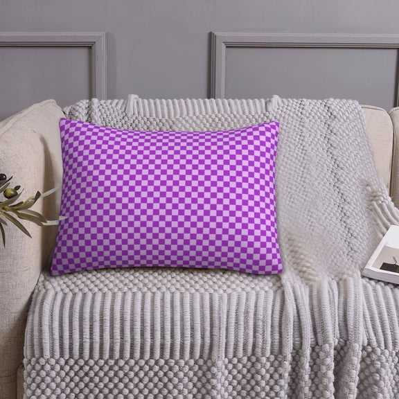 Queen Size Pillows Cases Standard Size 20x26 In - purple lilac checkered Soft Comfort Envelope Closure Pillowcases Standard