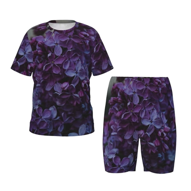 Balery Lilac Conjunto de Pijama Infantil de Manga Corta con Estampado – Ropa de Dormir de Algodón Suave-Medium