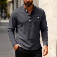 thumbnail image 2 of KHONTS Men's Long Sleeve Henley Shirts Cotton 3-Button Fall Casual T-Shirts Solid Color Soft Basic Tops Grey XXL, 2 of 5