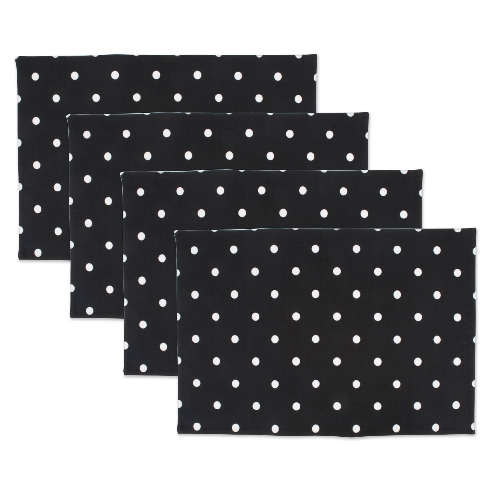 Set of 4 Black and White Rectangular Reversible Placemat 19" Walmart