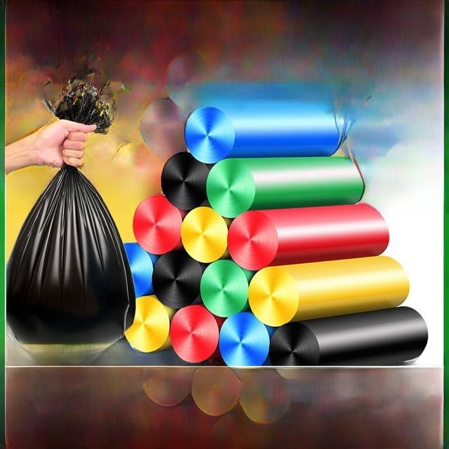 Bolsa de basura negra engrosada para hotel, hotel, cocina doméstica, desechable, enrollable, fácil de rasgar, boca plana, bolsa portátil con cordón