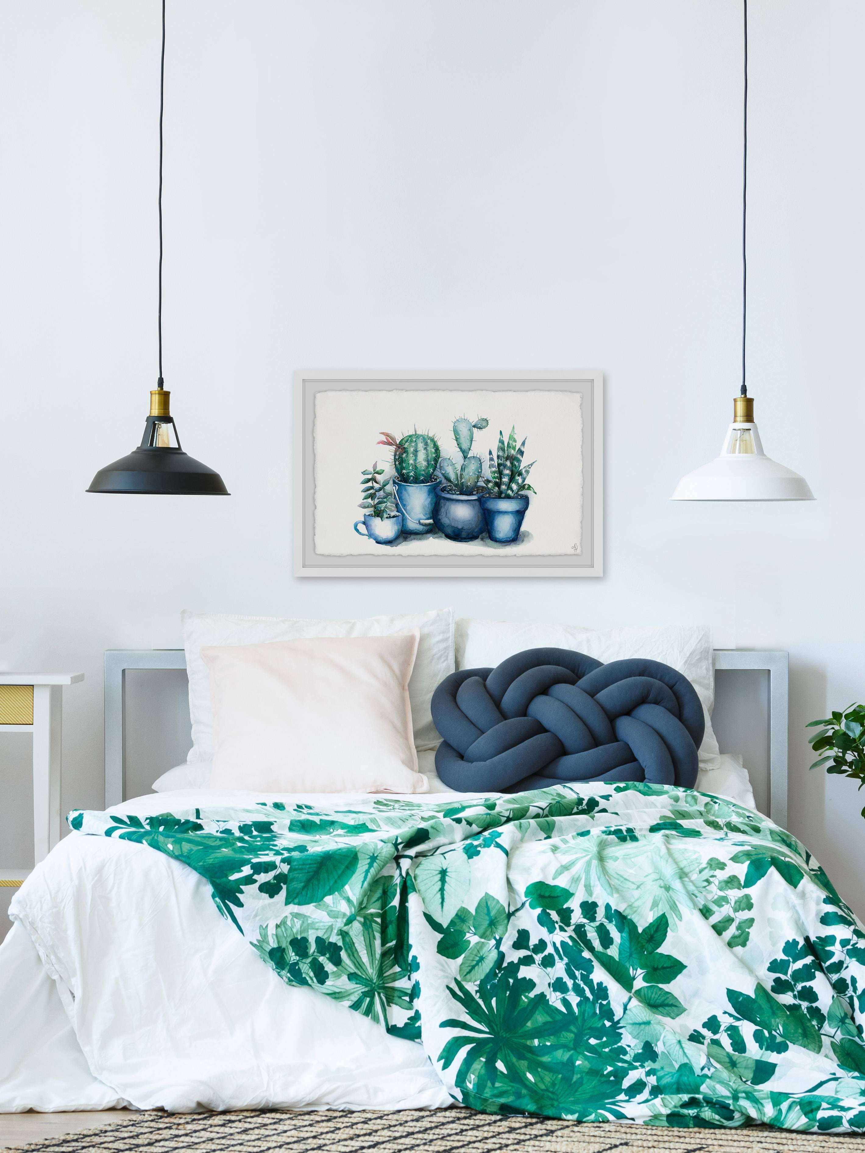 Kitchen Cacti Framed Painting Art Print, 30.00" x 1.50"
