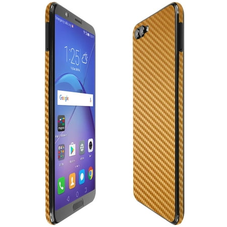 Skinomi TechSkin Gold Carbon Fiber & Screen Protector for Huawei Honor View 10
