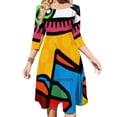 thumbnail image 2 of Funky Abstract Face Back Lacing Backless Dress Square Neck Dress Fashion Printed Dress 6Xl Multicolor Picasso Abstract Eyes, 2 of 5