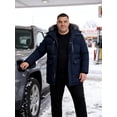 thumbnail image 4 of Wantdo Men's Plus Size Thicken Jacket Recycled Warm Plus Size Winter Coat Insulated Puffer Jacket with Hood Navy 3XL, 4 of 9