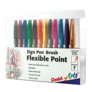 Pentel Arts Sign Pen Micro Brush 6 Set #1 Assorted