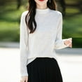 thumbnail image 5 of YueHuiYing Fashion Women's Casual Semi High Neck Solid Color Loose Base Knitted Autumn Winter Sweater, 5 of 5