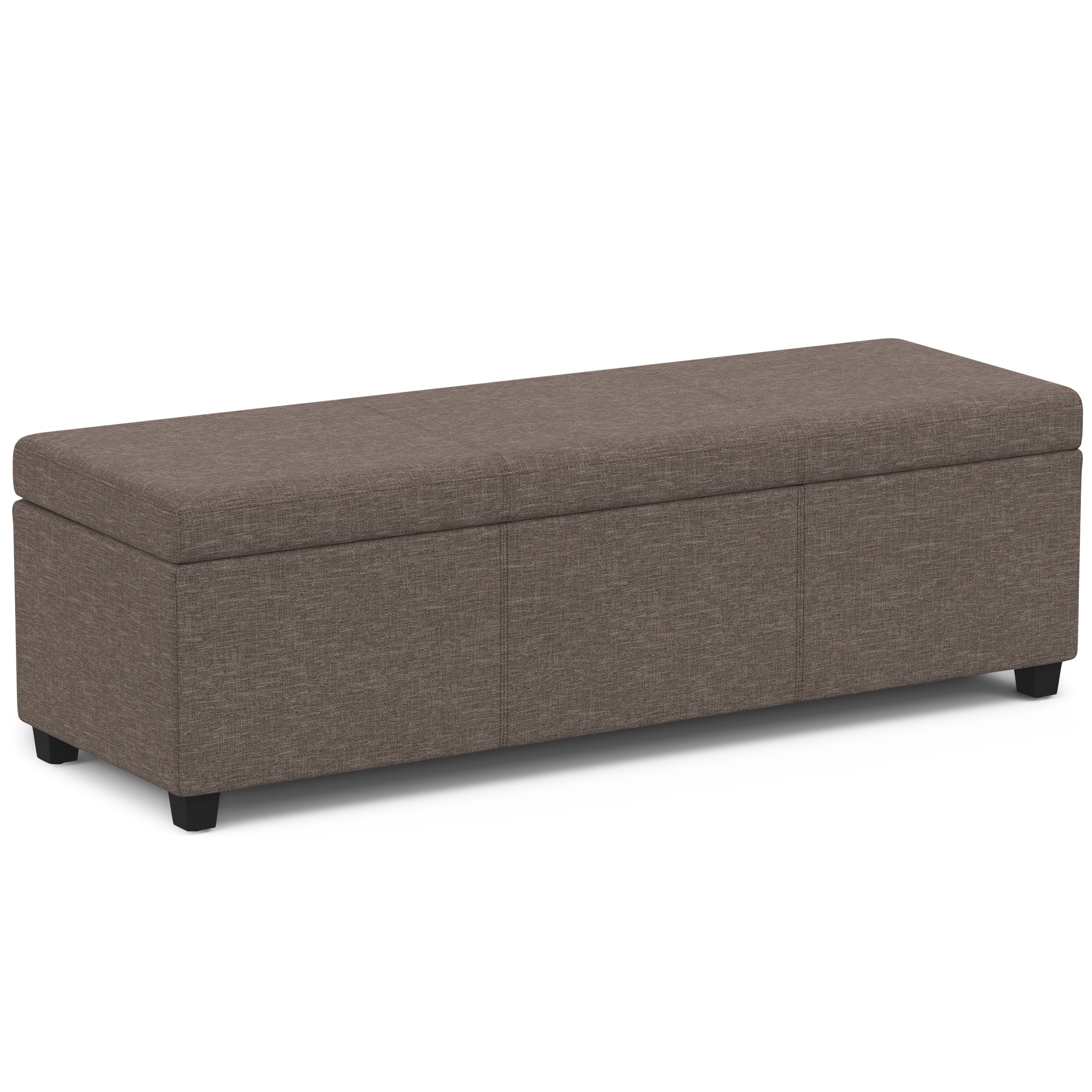 Avalon 54 inch Wide Contemporary Extra Large Storage Ottoman Bench in Fawn Brown Polyester Linen Fabric