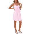 thumbnail image 4 of INSPIRE CHIC Women's Lingerie Ruffle Sleeveless Soft Nightgown V Neck Chemise Loungewear M Pink, 4 of 6