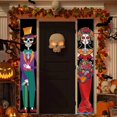 thumbnail image 2 of 1 Pair Day of The Dead Decoration Halloween Banner Porch Sign DIY Mexican Party Decorations Skull Welcome Hanging Door Banner, 2 of 4