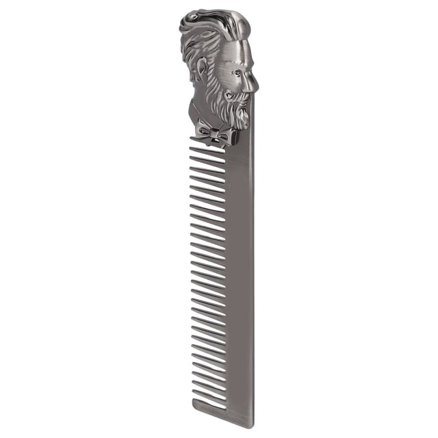 Zinc Alloy Oil Hair Comb, Prevents Static Electricity, Rounded Teeth, Lightweight, with Three Dimensional Engraving, for Hair and Beard Styling
