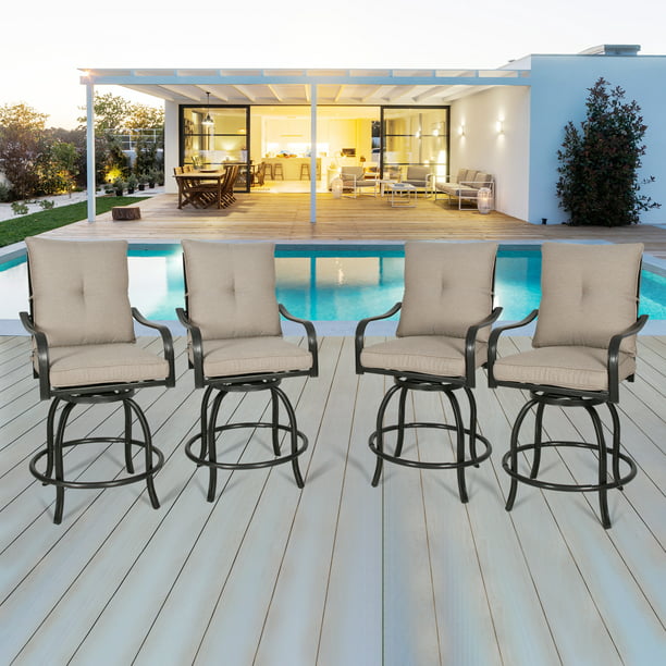 Patio Dining Chair, Counter Height Outdoor Swivel Barstools