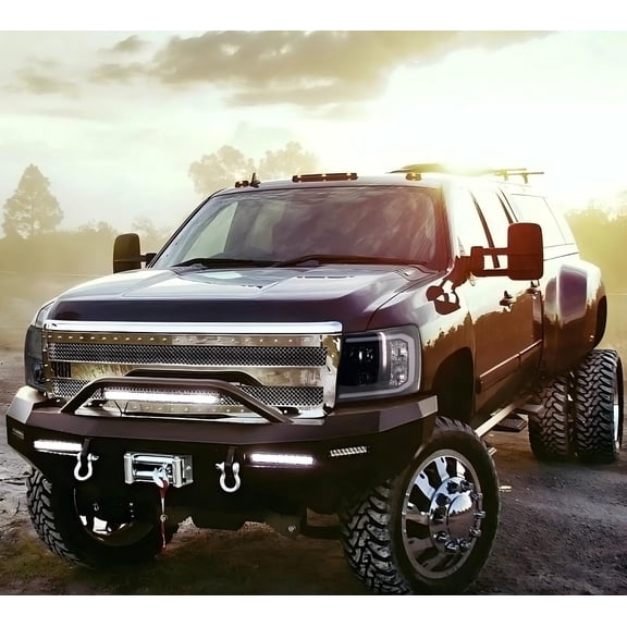 Fit 2007-2013 Chevy Silverado 1500 2500 Black Smoke LED Bar Projector Headlights