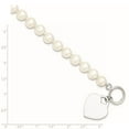 thumbnail image 3 of Auriga Fine Jewelry 925 Sterling Silver White Pearl Heart Toggle Bracelet 7.5" for Women, 3 of 6