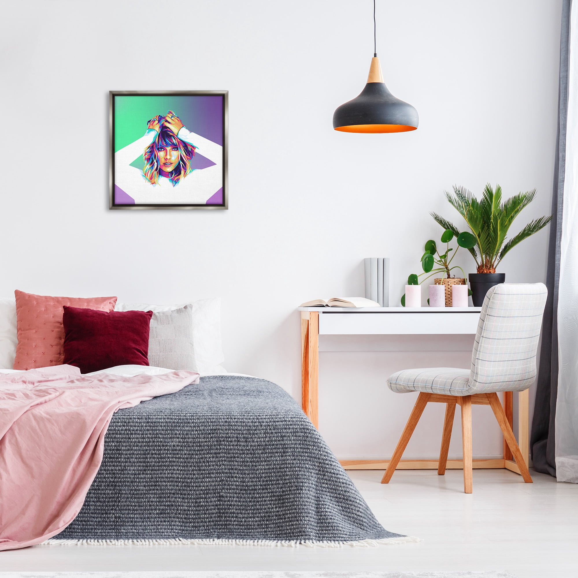 Stupell Industries Pop Musician Woman Abstract Painting Gray Floater Framed Canvas Art Print Wall Art, 25 x 25