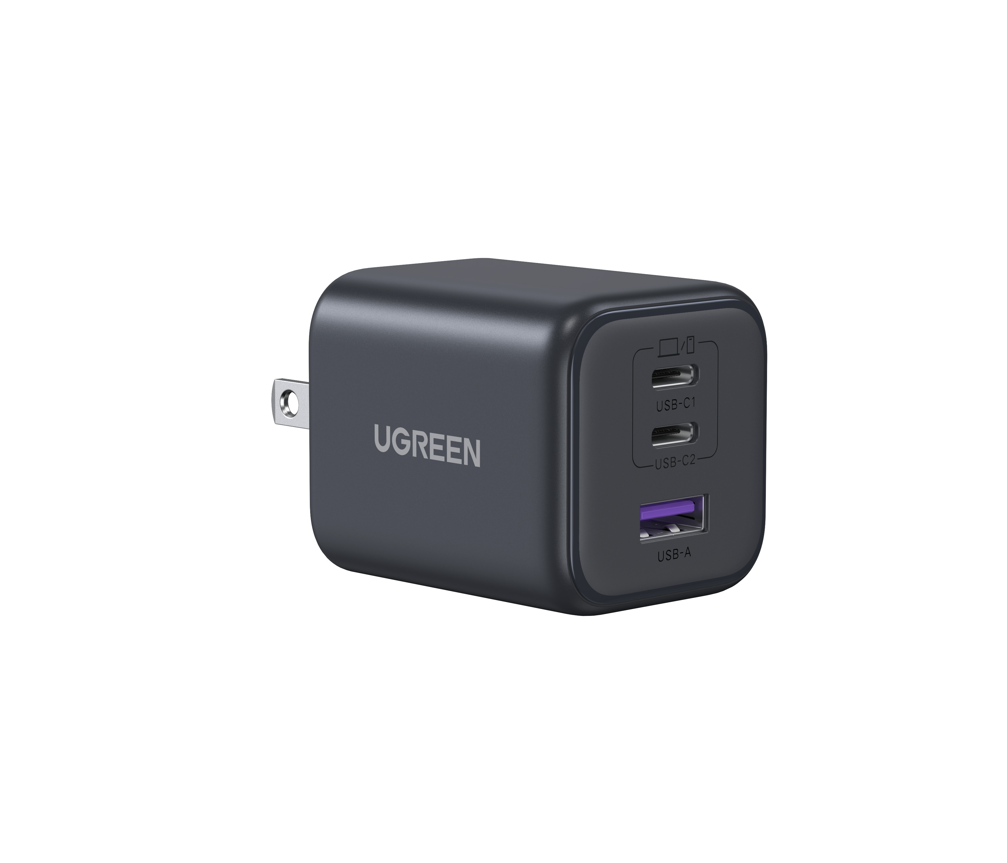 UGREEN Nexode Pro 45W USB C GaN Charger Block, Compact Triple Port Fast Wall Charger Compatible for MacBook, Compatible for iPhone,  Black