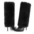 thumbnail image 3 of VBDB Women Pointed Toe Faux Fur High Fashion Boots, Stiletto Heel Fold‑Over Furry Tall Dress Boots For Party Club Evening, 3 of 10