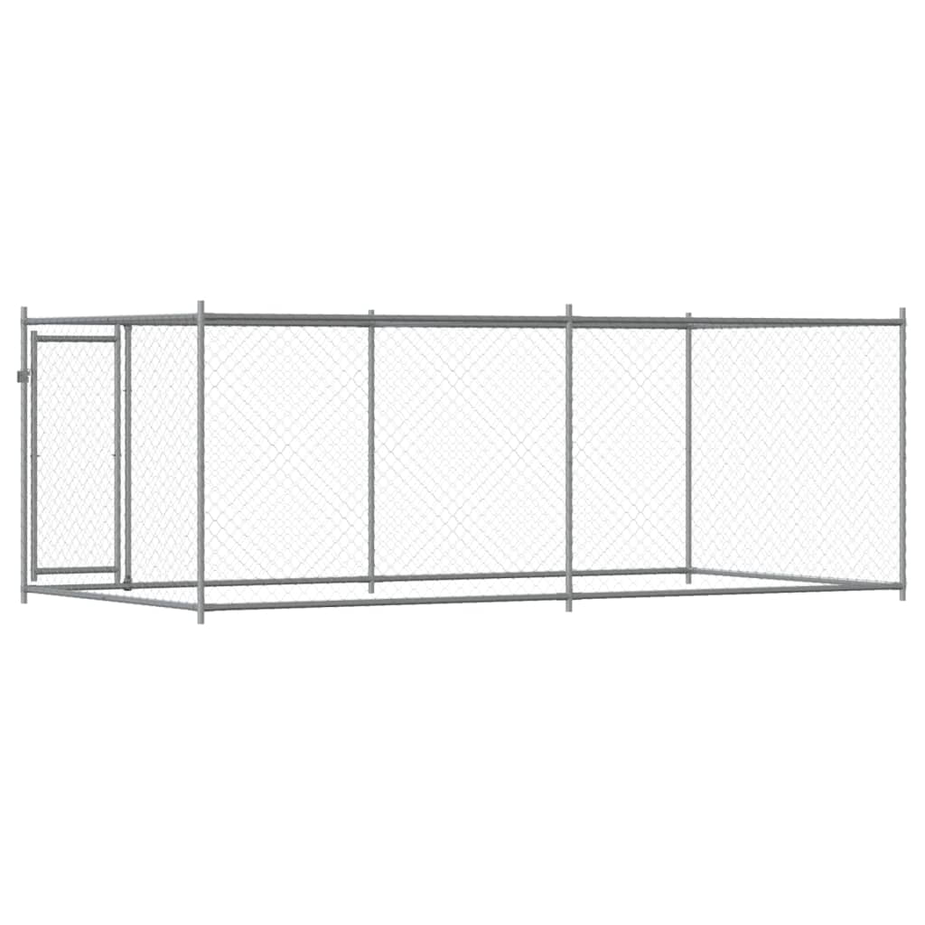 vidaXL Dog Cage Grey Galvanized Steel Large Durable Dog Cage
