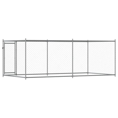 vidaXL 犬用ケージ ドア付き グレー 4x2x1.5 m 亜鉛メッキ鋼動物 ペット用品 ペット用品 犬用品 犬小屋・ドッグラン 代引不可
