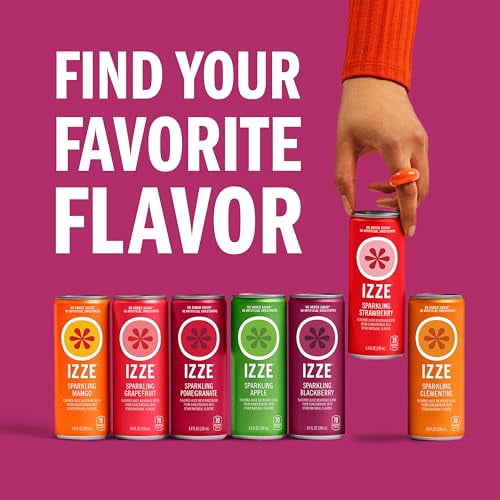 Izze Sparkling Juice, Variety Pack, ( Blackberry, Grapefruit, Clementine, Apple ) 8.4 Fl Oz 8 Count