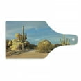 thumbnail image 1 of Cactus Cutting Board, Desert Scenery Saguaros and Boulders Catching the Day's Last Sunbeams, Decorative Tempered Glass Cutting and Serving Board, Wine Bottle Shape, Pale Blue Pale Brown, by Ambesonne, 1 of 1