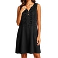 thumbnail image 6 of Kukoosong Women's Sleeveless Embroidered Tank Dress with Pockets, V-Neck Button Front Mini Casual Loose Flowy A-Line Tunic Dress, Summer Beach Boho Dress, 6 of 6