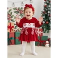 thumbnail image 6 of Loicainy Infant Baby Girls Christmas Romper 3 6 12 18 24 Months Long Sleeve Embroidery Santa Bodysuit Headband, 6 of 8