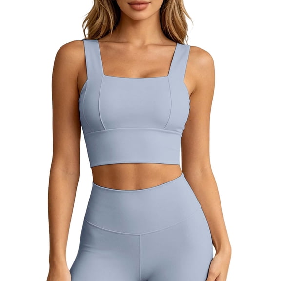 idosla Womens Crop Tank Swim Bra Sports Bra Under Swim Shirt Swimwear Bikini Tops Bathing Suit Padded Tops Only Swimsuits (Light Blue, XXL)